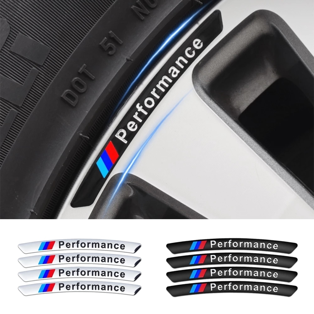 

4x Car Decal Sticker wheel Wheels Rims Racing Car Sticker Performance For BMW e46 e90 e60 e39 f10 f30 e36 f20 X1 X3 X5 etc
