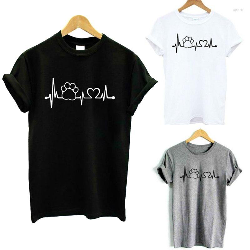 

Women' T Shirts 2022 Street Tide Versatile Summer Fashion T-Shirt ECG Heart Print Women' Short Sleeve, Black