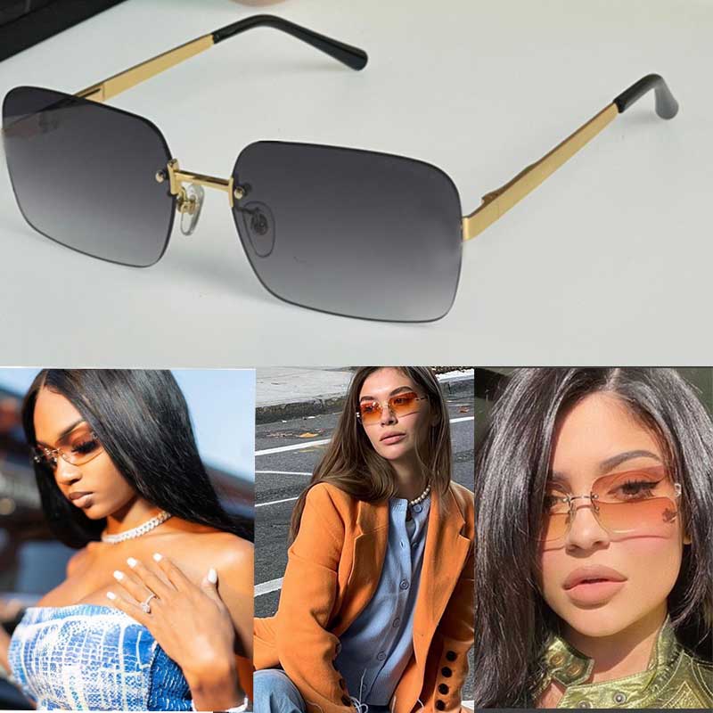 

Fashion Mens Womens Sunglasses c4218 Famous Brand Designer Personality Versatile Rectangular Rimless Lenses Des lunettes de soleil Personality Casual Glasses