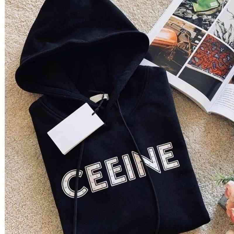 

Fashion Designer Hoodies Celinn's Man and Woman Sweater Early Autumn New Style Same Rivet Letter Printed Hoodie Men and Women High Quality, White