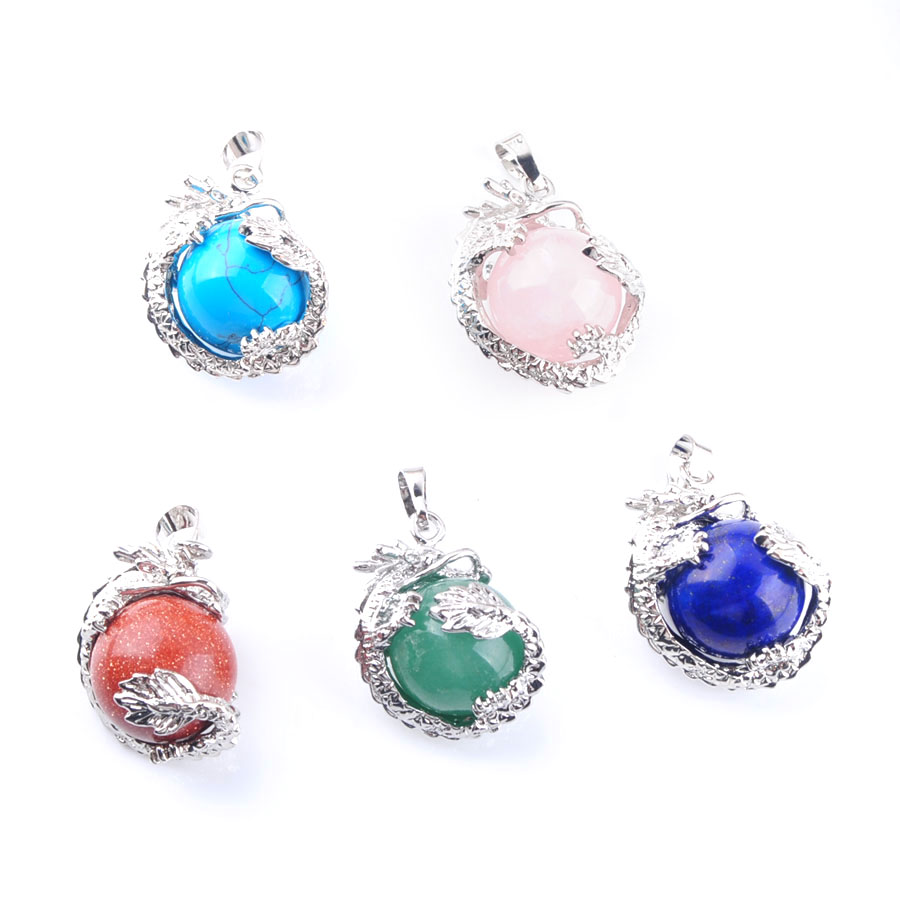 New Design Natural Stone Pendant Dragon Purple Crystal Charms Women Men Reiki Holiday DIY Necklace Jewelry BN311-image-802465695