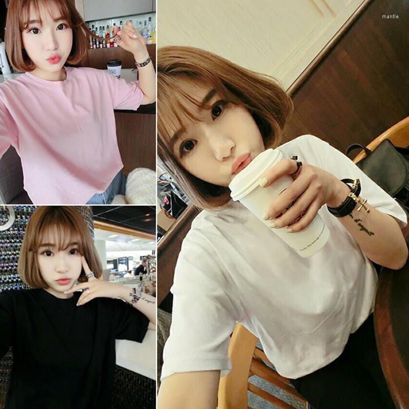 

Women's T Shirts 2022 Fashion All-match Sister Outfit Girlfriends T-shirt Solid Color Casual Pullover Round Neck Bottoming Shirt, Black
