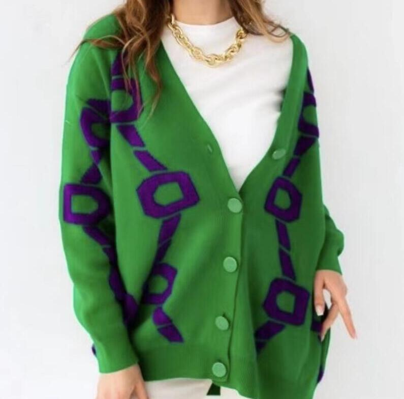 

women Sweater Coat cardigan Luxury GGity Lette new loose Jin Zhixiu y2k women V-necK mid-length knit, Brown