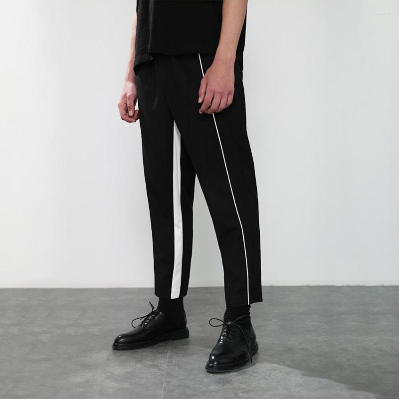 

Men's Pants Customized Plus Size 27-44 Men's Fashion Hair Stylist Street Line Inlay Casual Ninth, Black