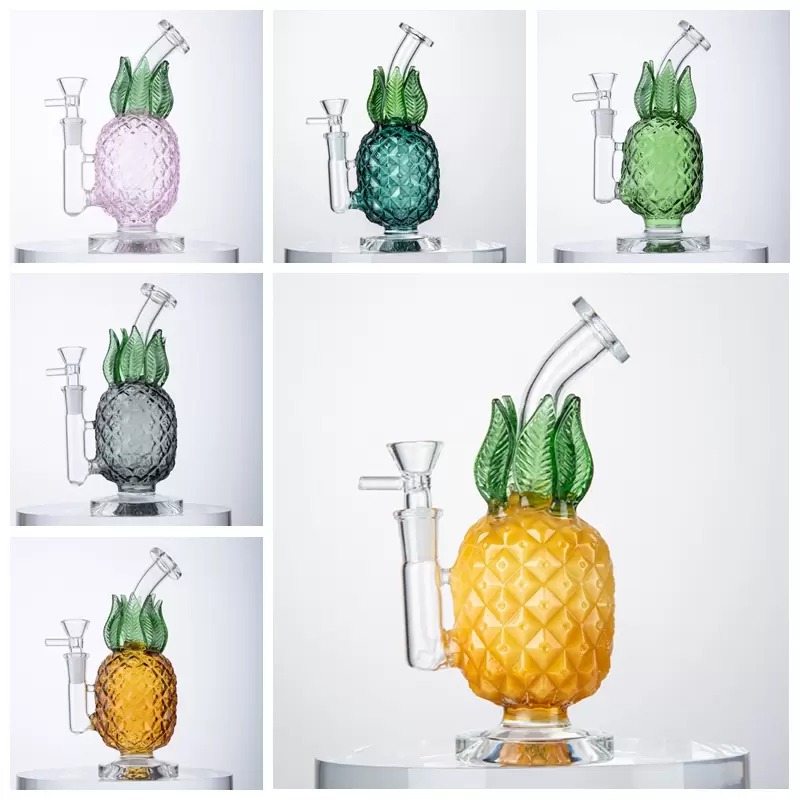 

Pineapple Glass Pipes Bong Hookahs Water Recycler Bubbler 5mm Thick Yellow Bongs Smoking Pipe Green Pipes Perc Dab Rigs Wax Rig Hookah With Bowl 14mm Female Joint
