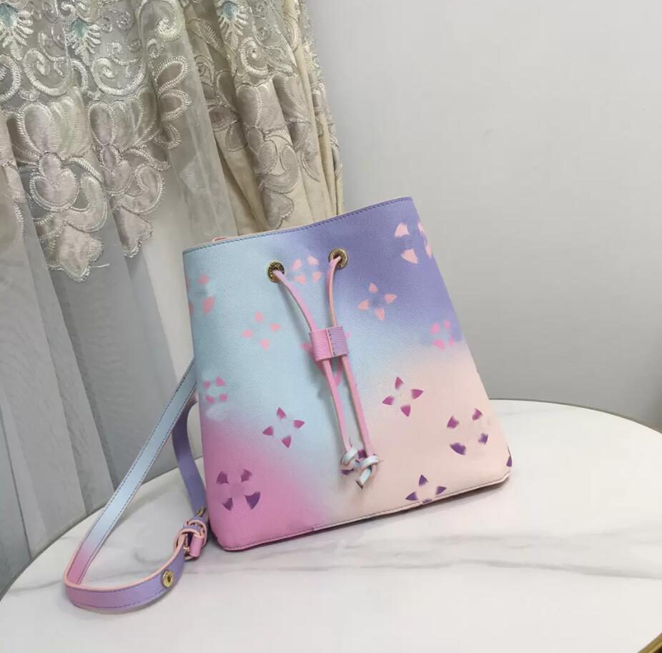 

Fashion Gradient Totes NEONOE Shoulder Bucket Bag Purse Real Leather Designer Classic Monograms Canvas Flower Crossbody Handbags Women Messenger Shopping Bag, Extra freight