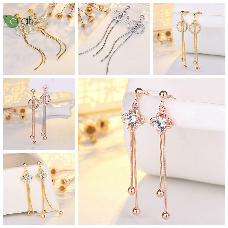 

Stud Earrings S925 Silver Needle Flower/circle/letter Simple Face-lift Women's Fashion Chain Ball Pendant