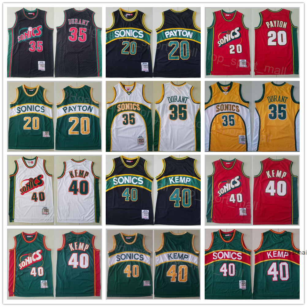 

Men Mitchell and Ness Retro Basketball Shawn Kemp Jersey 40 Gary Payton 20 Kevin Durant 35 Team Color For Sport Fans All Stit''nba''jerseys, Green