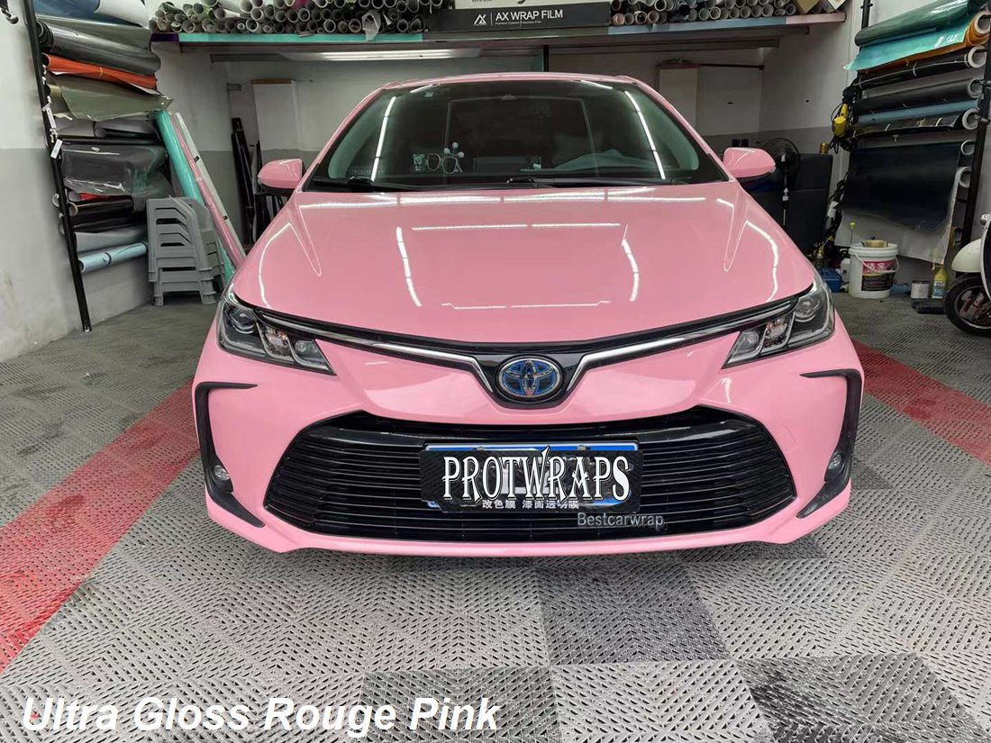 Prime Ultra Gloss Rouge Rose en vinyle Enveloppe d'autocollant enveloppe de voiture brillante entièrement Couvrant le film avec une libération d'