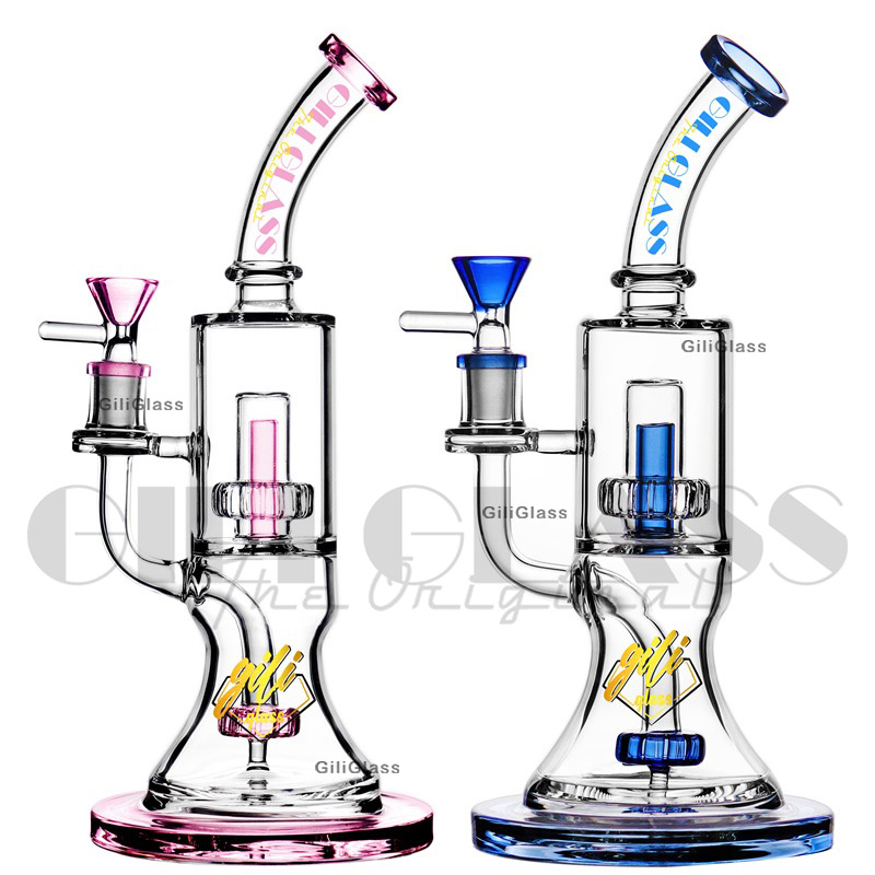 

10.5 inches new bong heady pipes Hookah dab rig green pink purple oil rig double bongs glass water pipe unique with quartz banger bowl