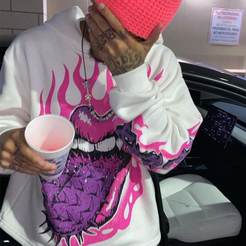 

Men' Hoodies Fashion Men'/Women' 2022 Autumn Male Casual Hoodie Sweatshirts Mouth Print Y2k Tops Pullover Streetwear, 643