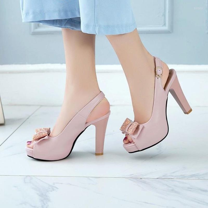 

Sandals Summer Shoes For Women Fashion Elegant Peep Toe Casual Back Straps High Heels Black Pink Party, White