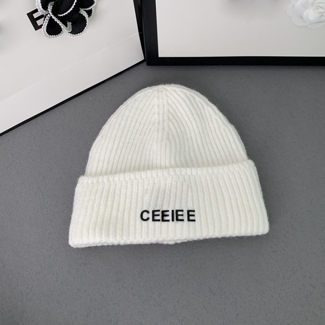 

Women's Fashion Brand Designer Knit Hat Autumn and winter dating gift pure cotton wool couple candy color letter printing hats, Blue