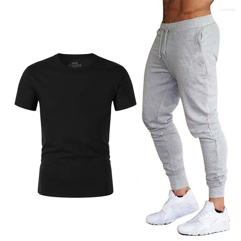 

Men's Tracksuits 2022 T-shirt Pants Two-piece Casual Sports Suit, Dark grey