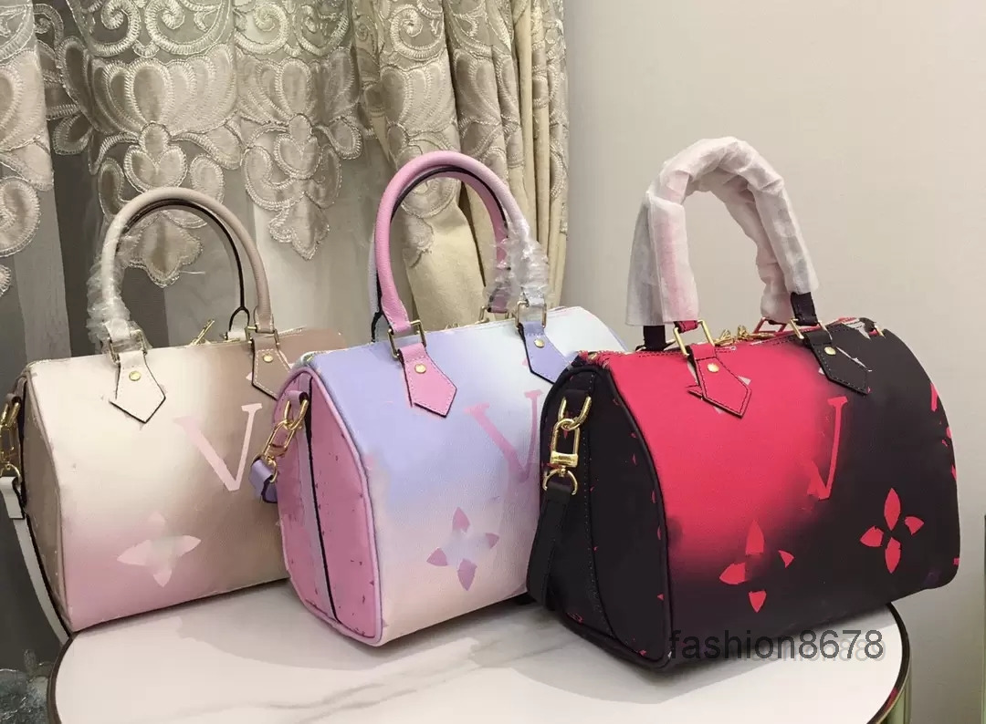

Designer Shoulder Bags Spring in the City Sunrise Pastel Speedy Pm Cm Totes Bag Colorful Womens Handbag on Go Collection Pink Coated Canvas