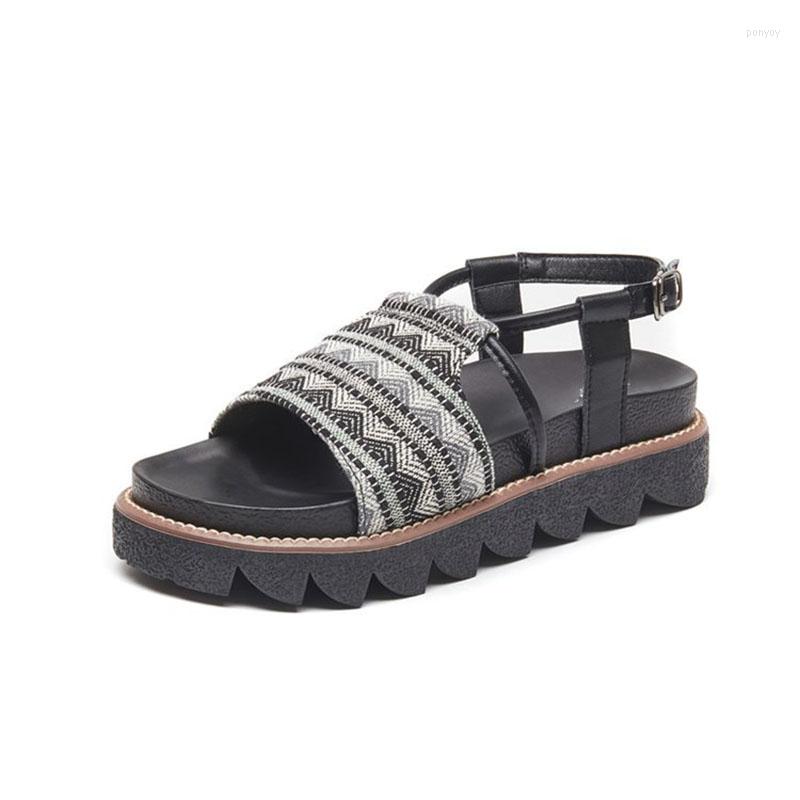 

Sandals Roman For 2022 Summer Fashion Thick Soled Boho Platform Women's Shoes Soft Non-skid Versatile Lady's, Black