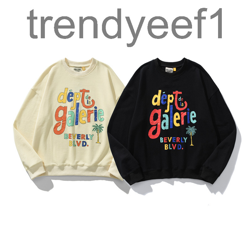 

Men' Hoodies Sweatshirts American Fashion Brand La Gd Dept Graffiti Rainbow Funny Letters Cotton Terry Round Neck Sweater, Black