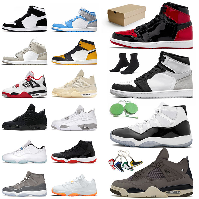 

Basketball 1 1s Designer Shoes Jumpman 36-47 Men Trainers Stealth Yellow Toe Violet Ore 4 4s Black Canvas Cool Grey 11 11s Concord Women Sports Sneakers Jogging Walking, 36-46 bred patent