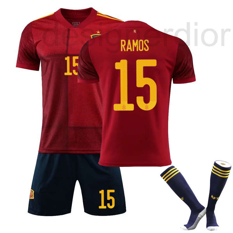 

Soccer Sets/Tracksuits designer Spain Jersey 2021 cup home and away national team adult 15 Ramos short sleeve football suit K0JR, 2021 west y home 15 star
