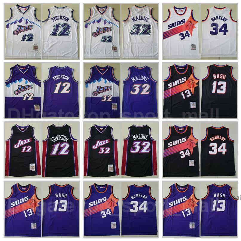 

Mitchell & Ness Basketball John Stockton Jersey 12 Karl Malone 32 Steve Nash 13 Charles Barkley 34 Color Purple White Black V''nba''jerseys, 32 purple