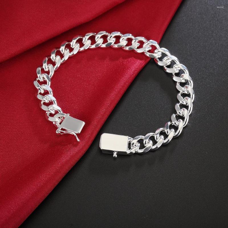 

Link Bracelets Charm 925 Stamp Silver Color For Man 10MM Domineering Geometry Chain Wedding Party Christmas Gifts Fashion Jewelry