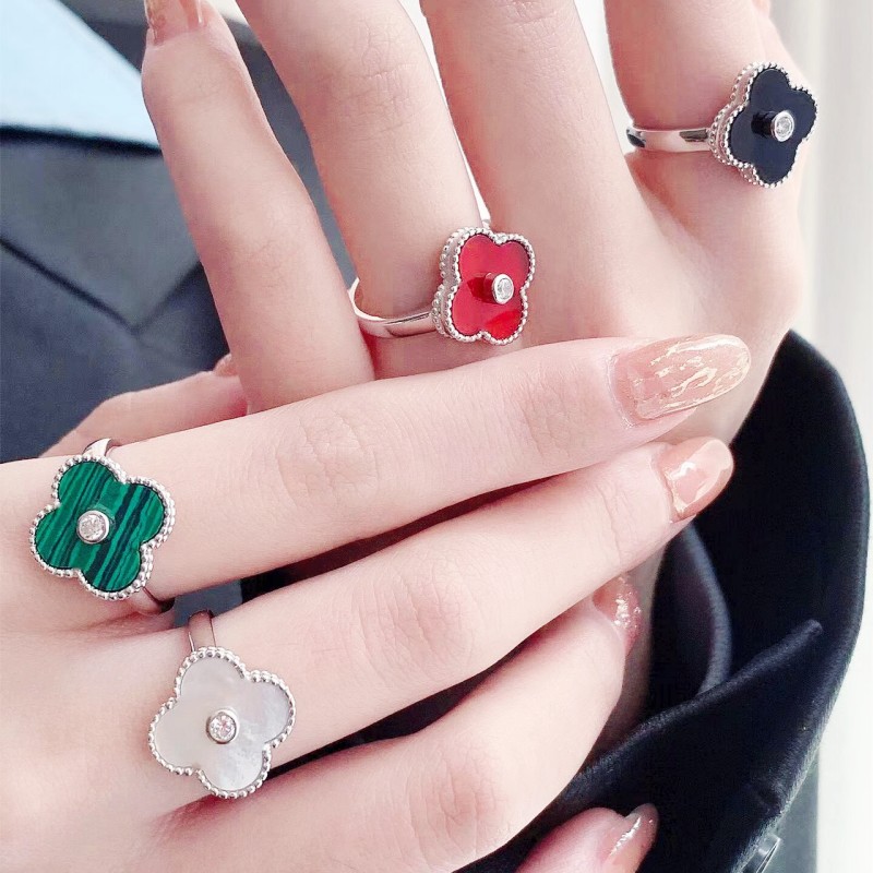 fashion designer ladies rings 18k classic 4 leaf clover rings girls valentines day love gifts 316l stainless steel jewelry-image-807333899