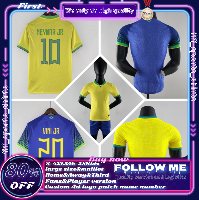 

2022 Brazil soccer jerseys Brasil football shirt COUTINHO VINI JR Camiseta CASEMIRO PAQUETA RAPHINHA PELE JESUS 22 23 maillots 4XL fans palyer men kids Jersey T-shirt, 22 23 away player