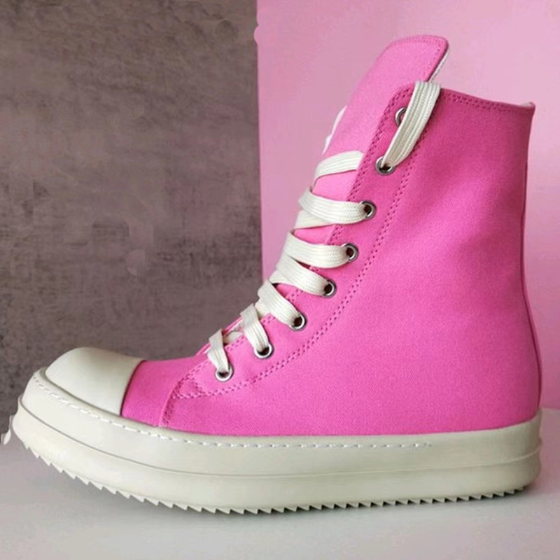 

Boots 2023 Breathable shoes High Top Rick Male Fashion Thick Bottom Dark Owens Canvas Sneakers Ankle Comfortable Lace Up Black Men mens 236, Red