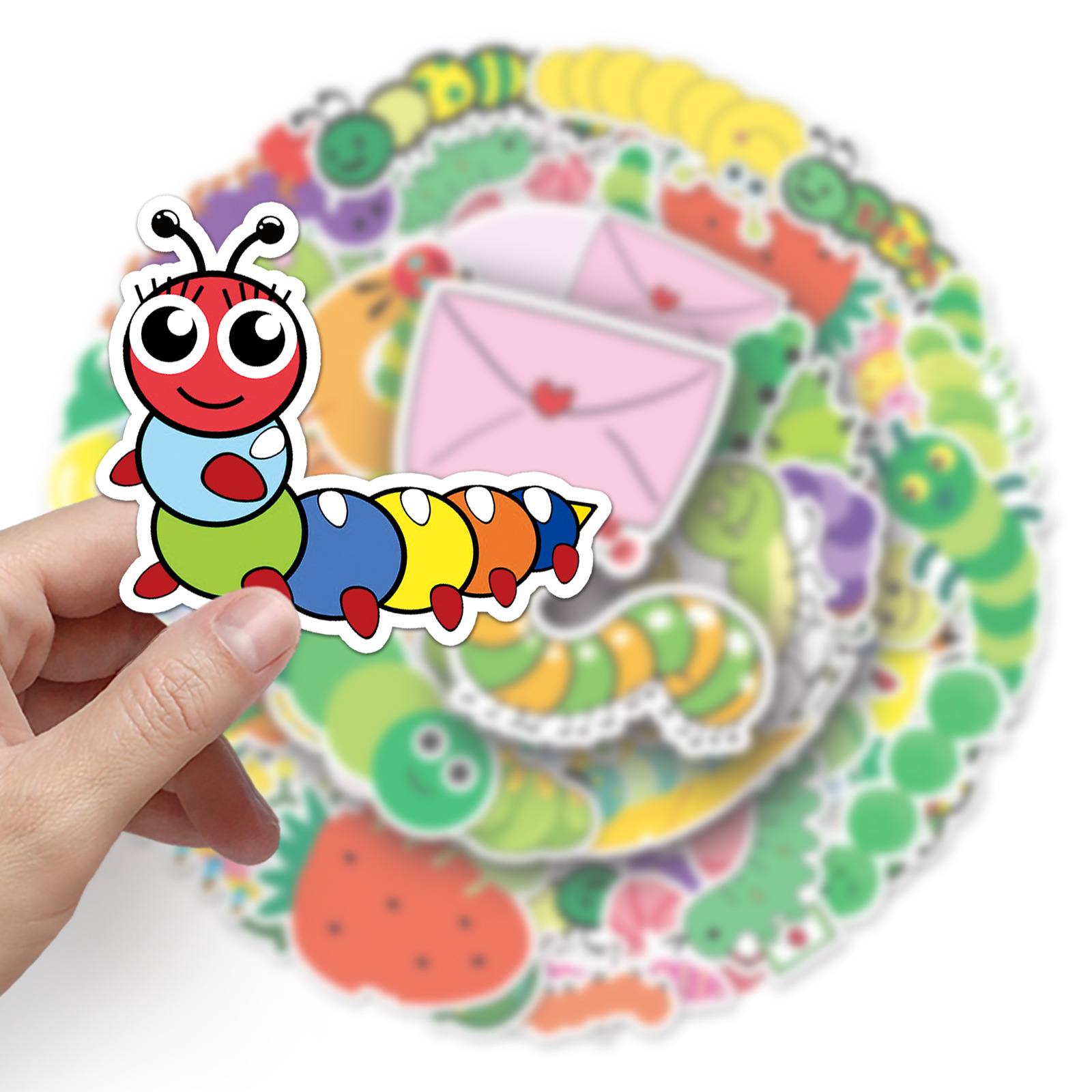 

50PCS Graffiti Skateboard Stickers Caterpillar For Car Baby Helmet Pencil Case Diary Phone Laptop Planner Decoration Book Album Kids Toys DIY Decals, Multi colors