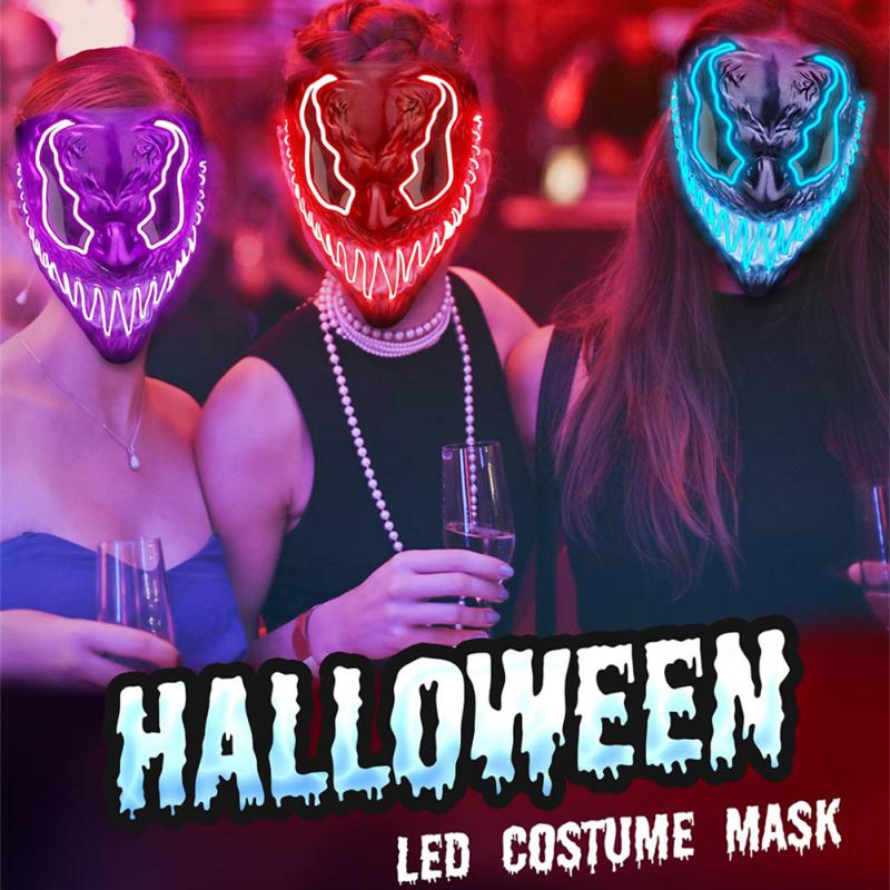 

Halloween Neon Mask Led Mask Masque Masquerade Party Masks Light Glow In The Dark Funny Horror Masks Cosplay Costume Supplies