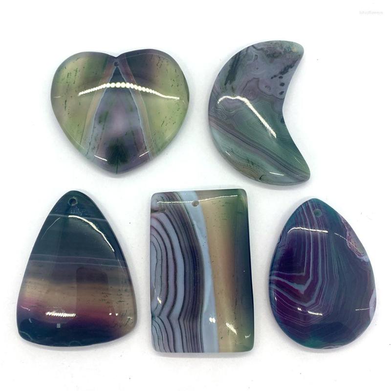 

Charms 5 Pcs Exquisite Striped Agate Pendant Reiki Healing Natural Stone Meditation Amulet DIY Jewelry Necklace Charm Accessories