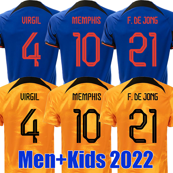 

2022 Netherlands MEMPHIS soccer jersey DE JONG Holland DE LIGT WIJNALDUM VAN DIJK 22 23 football shirt Adult men kids kit DUMFRIES, Away
