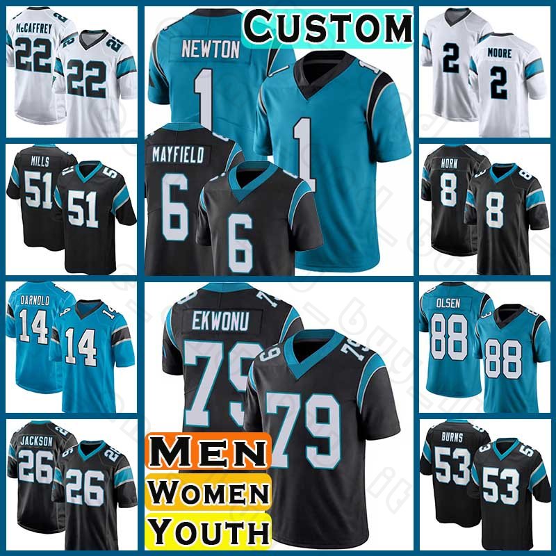 

6 Baker Mayfield Football Christian McCaffrey Jeremy Chinn Jerseys Ikem Ekwonu DJ Moore Panther Cam Newton Sam Darnold Carolinas Jaycee Horn Shaq Thompson Corral, Custom youth(hei b)