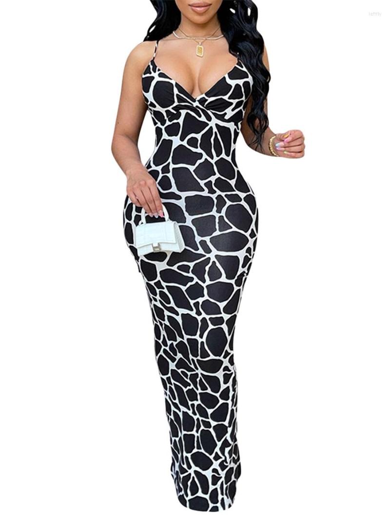 

Casual Dresses Women Summer Bodycon Dress Spaghetti Straps V-Neck Backless Split Sexy Slim Fit Club Es, Black