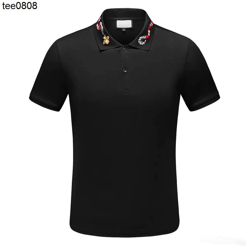 

2022 New Designer tee Shirts Men Luxury Polo Casual Men T Shirt Snake Bee Letter Print Embroidery Fashion High Street Mens Polos, White