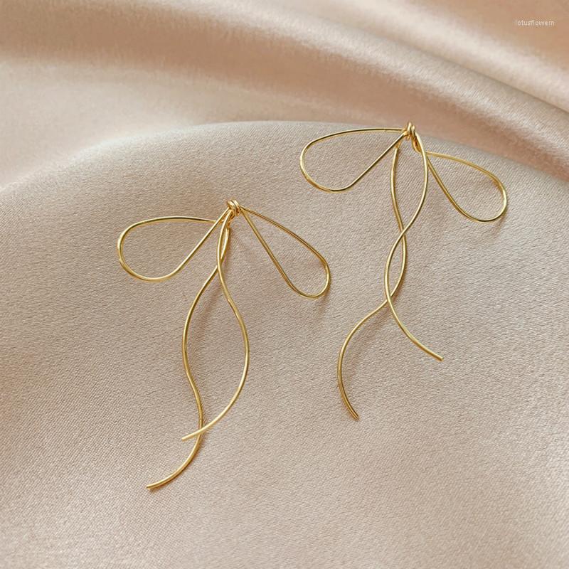 

Dangle Earrings 2022 Korean Fashion Design Sense Line Bow Female Elegant Temperament Light Luxury Simple
