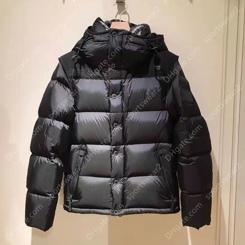 

Style High Quality Sleeves Detachable Vest Mens Womens Brand Down Jackets Dual-use Fashion Coat Winter Warm, Black