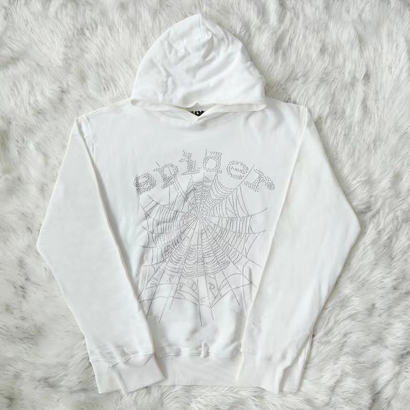 

Puff Print White Hoodie Sweatshirt Heavy Fabric Men Women Fall Winter Clothes, Black