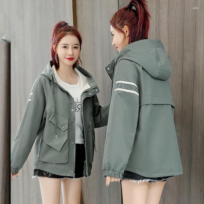 

Women's Jackets 2022 Women's Jacket Coat Autumn Long Sleeve Windbreaker Female Hooded Overcoat Casual Basic Outerwear, Green