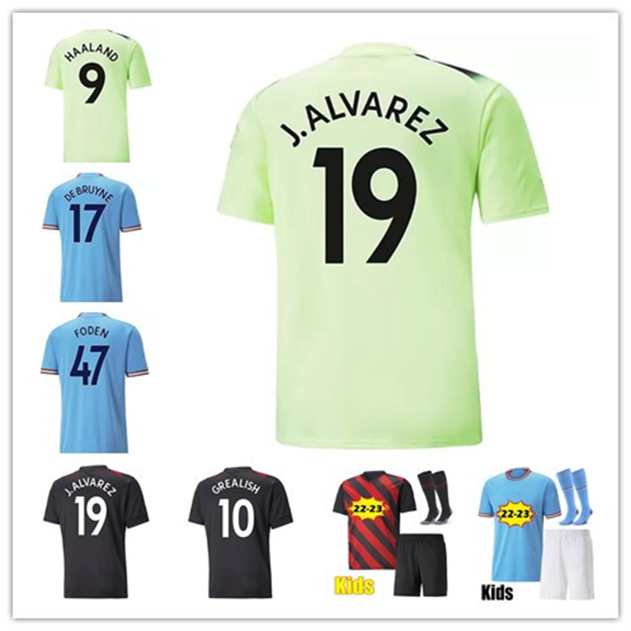 

soccer jerseys 22 23 HAALAND ALVAREZ 2022 2023 GREALISH FODEN STERLING MANs cities football shirt DE BRUYNE GESUS BERNARDO MAHREZ RODRIGO men kids kits, Third kids
