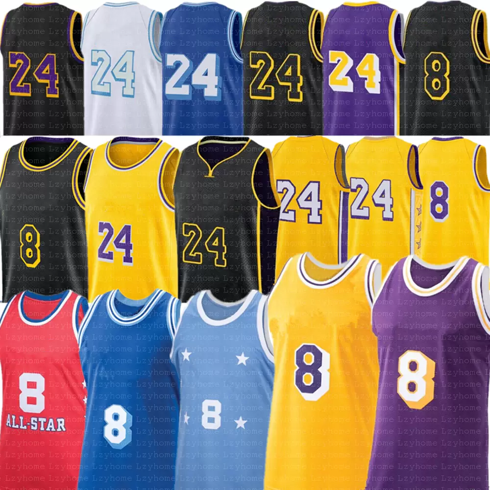 

Basketball Jerseys Vintage 2021 2022 Mens 24 8 Black City Purple Yellow Edition 98th Retro Jersey Shirt Stitched, My store(lzyhome)