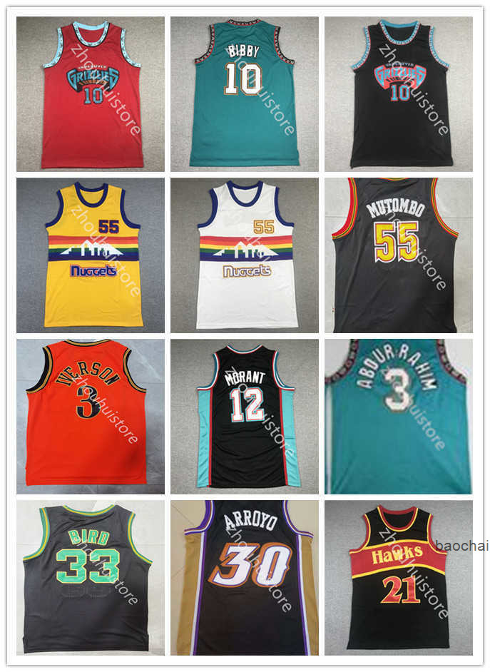 

Ja 12 Morant Mike 10 Bibby Basketball Jersey Mens Dikembe 55 Mutombo Shareef 3 Abdur-Rahim 50 Reeves Retro Green Shirt Iverson 30 arroyo Bird''nba''jersey