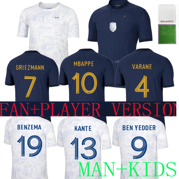 

S--4xl French Fra Nce Away Soccer Jersey Sets 2022 Benzema Mbappe Griezmann 2023 Pogba Giroud Kante Maillot De Foot Equipe Maillots Kids Kit, 2022 away man 3