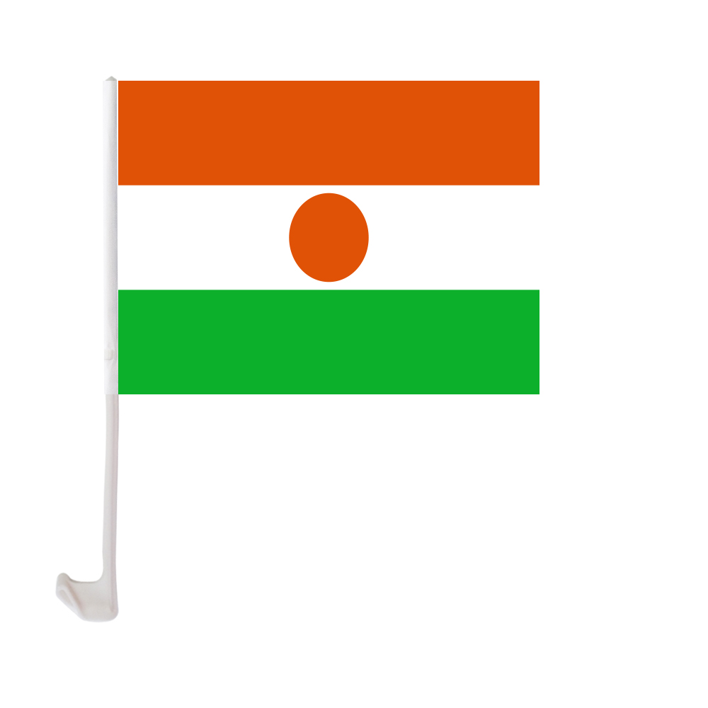 

Niger Car Flag 30x45cm Window Clip Nigerian Flags Polyester UV Protection Car Decoration Banner with Flagpole
