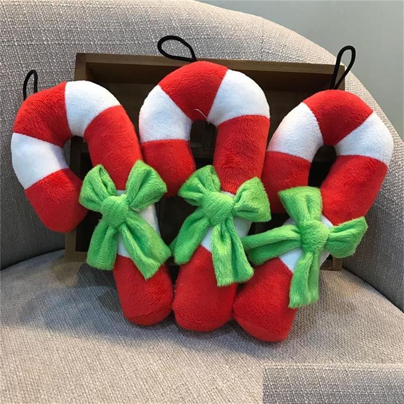 

Dog Toys Chews Dog Toys Christmas Crutch Shape Plush Squeaker Chew Sound Toy For Puppy Cat Training Products Squeaking Drop Delivery Dhkd2