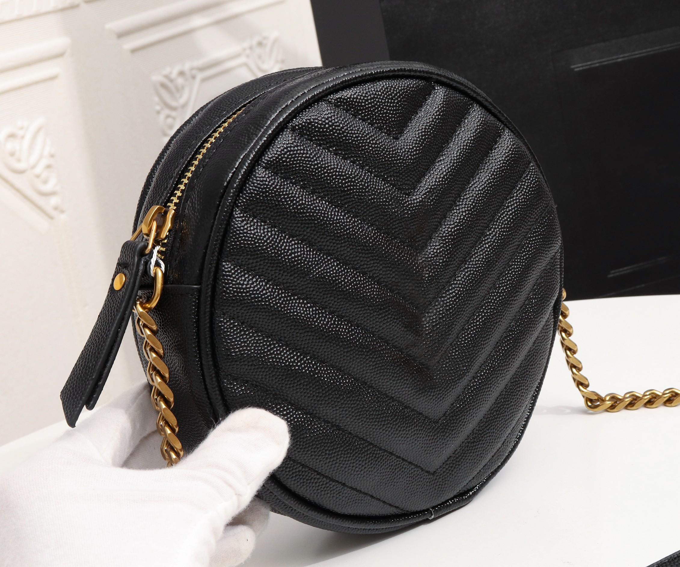 

Chain round bag Women shoulder bag cross body fashion handbag designer, Black