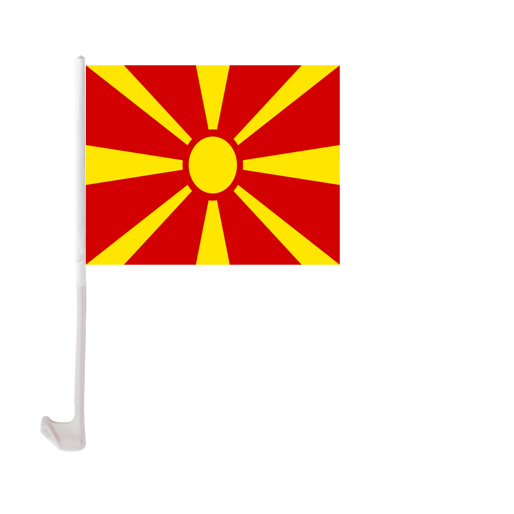 

Macedonia Car Flag 30x45cm Window Clip Macedonian Flags Polyester UV Protection Car Decoration Banner with Flagpole