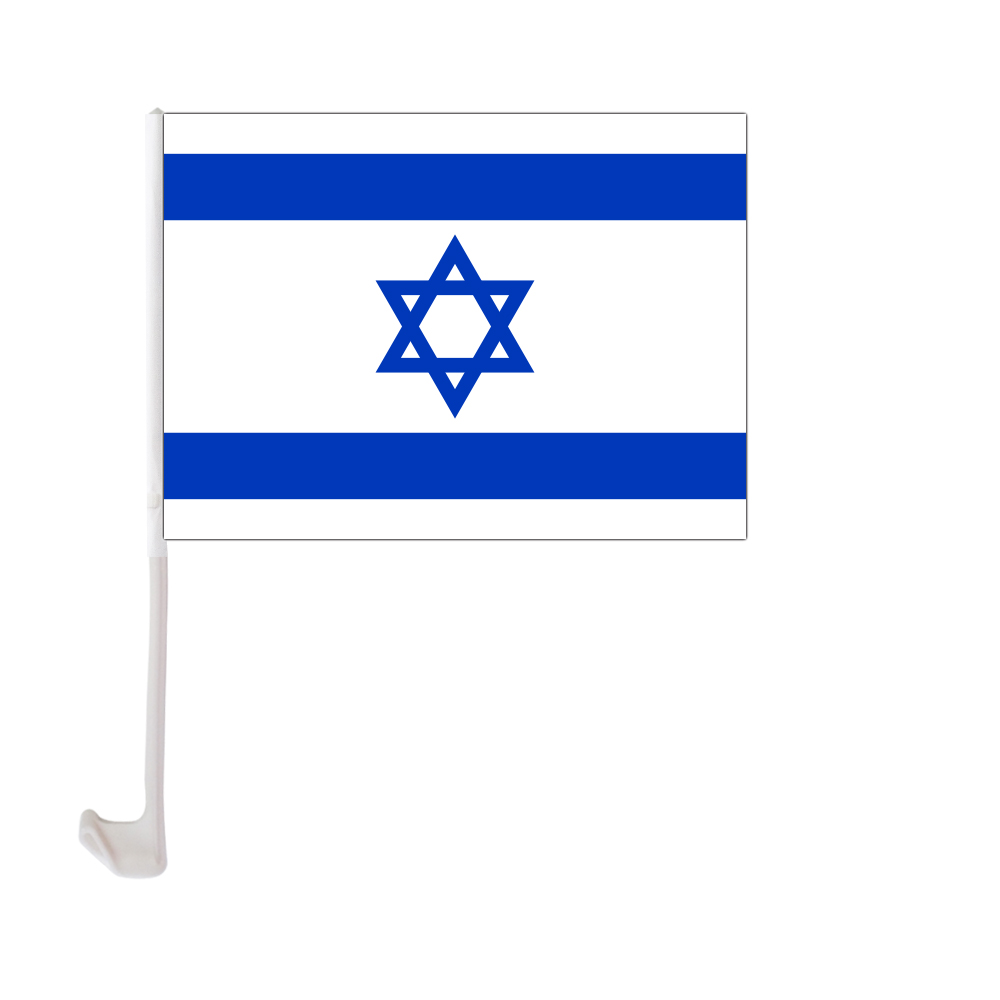 

Israel Car Flag 30x45cm Window Clip Israeli Flags Polyester UV Protection Car Decoration Banner with Flagpole