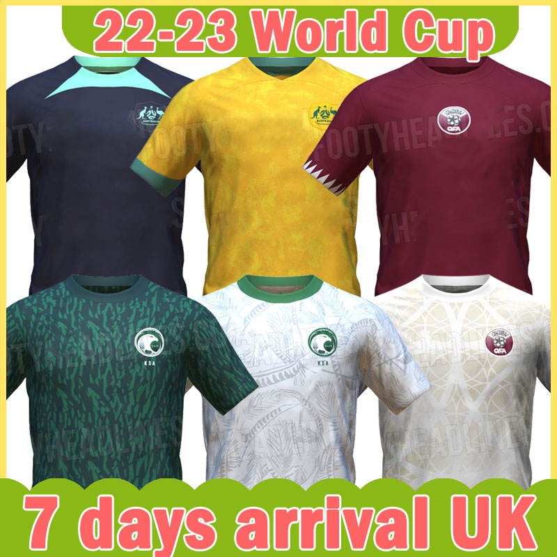 

2022 2023 Qatar Soccer Jerseys national team WORLD CUP 22 23 SAUDI ARABIA Football Shirts AustraliaS De Futbol Uniforms tops, Kataer 2022 home patch