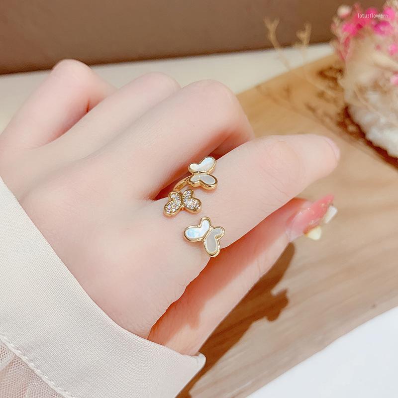 

Cluster Rings 2022 Korean Exquisite Temperament Shell Butterfly Opening Ring Fashion Simple Versatile Female Jewelry